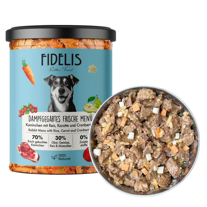 Konijn met rijst, wortel en veenbessen 400 gram